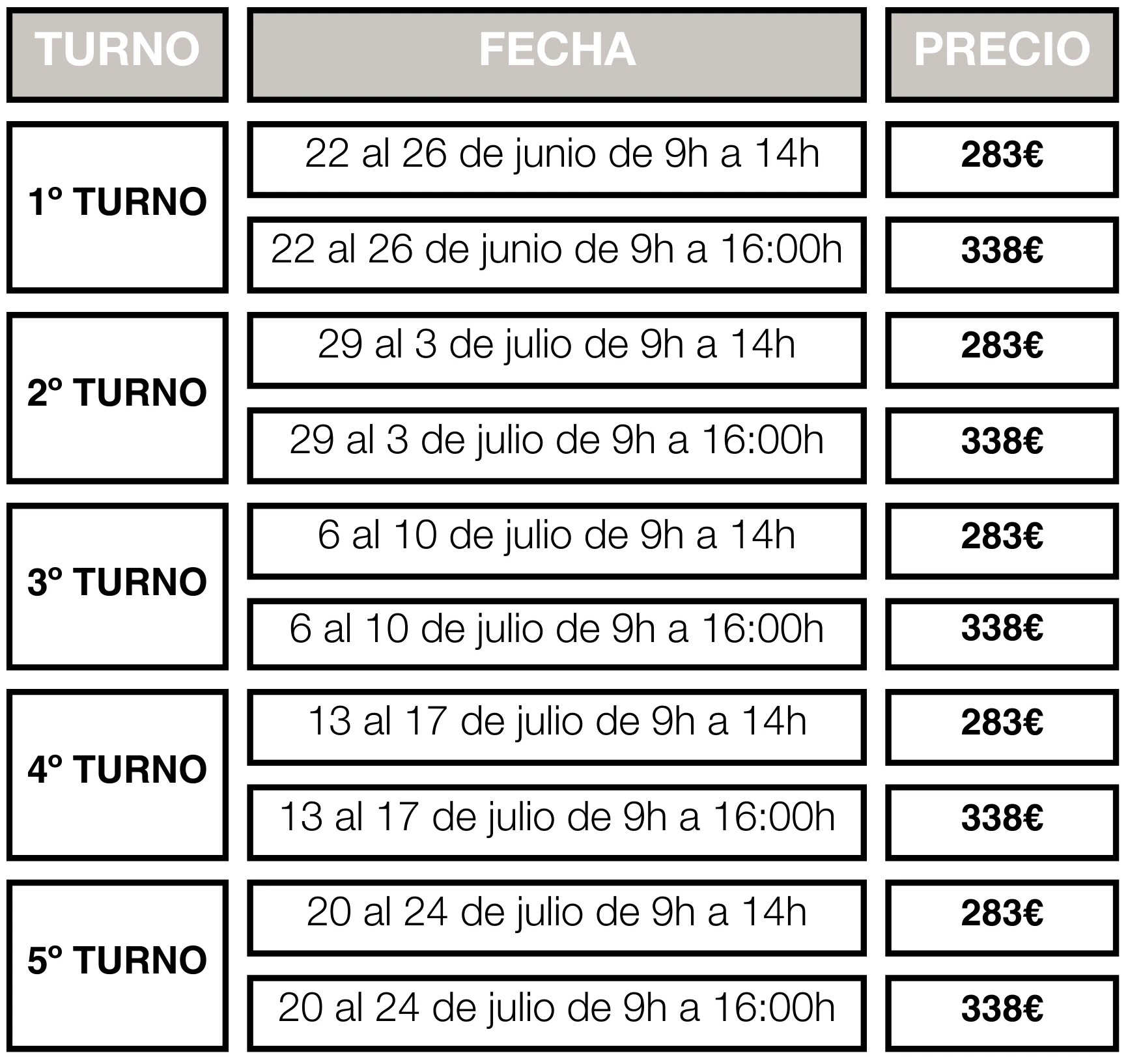 Turnos Summer Camp